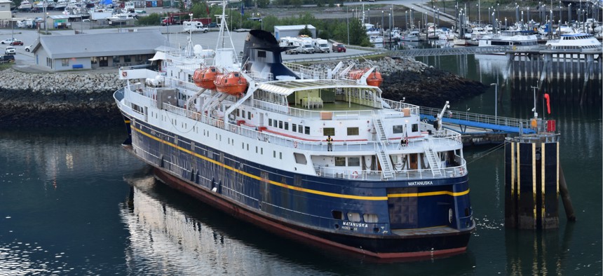 Matanuska of the Alaska Marine Highway ferry system prepares to sail from Skagway, Alaska.