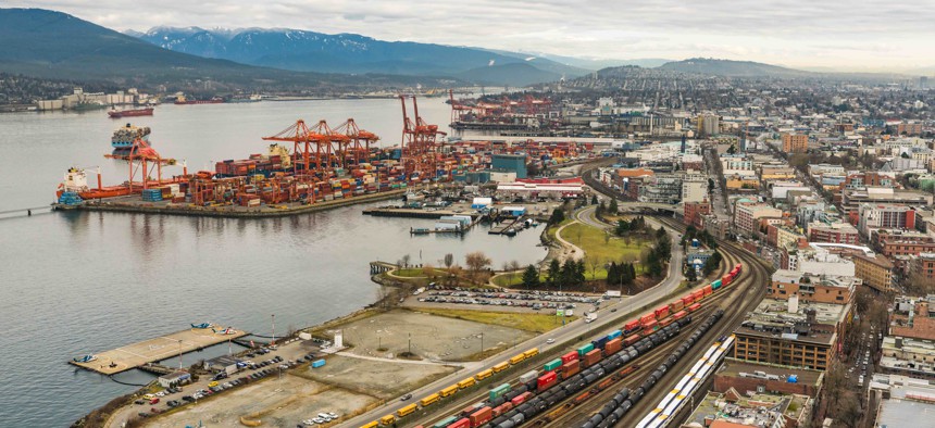 A shipping port in Vancouver, Canada in January 2017.