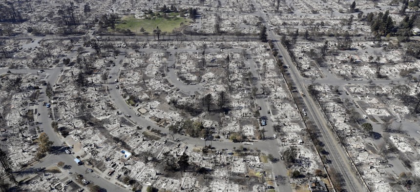 The Coffey Park neighborhood in Santa Rosa, California following last week's wildfire.