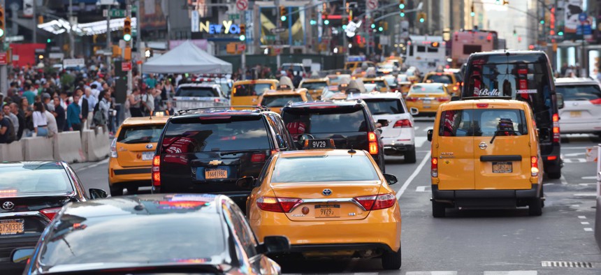 Traffic in midtown Manhattan during August, 2017.