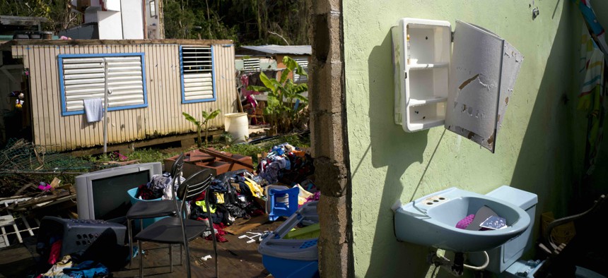 A home in Toa Baja, Puerto Rico lays in ruins after Hurricane Maria.