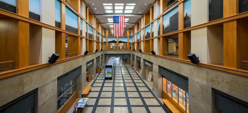 The lobby of the Denver Public Library