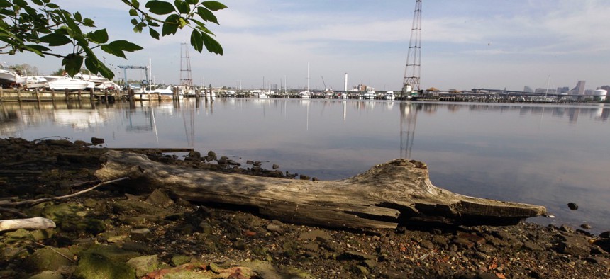 The shoreline of the Middle Branch of the Patapsco River in Baltimore, Md., in 2012.