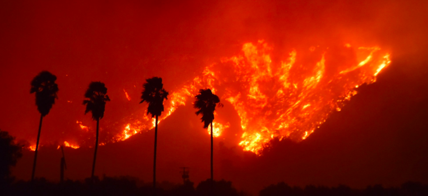 A quickly moving fire started Monday evening near Santa Paula, California