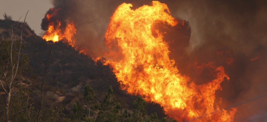 A wildfire near Glendora, California in January 2014.