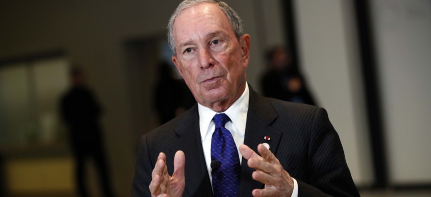 Special envoy to the United Nations for climate change Michael Bloomberg at the One Planet Summit, in Boulogne-Billancourt, near Paris, France, Tuesday, Dec. 12, 2017.