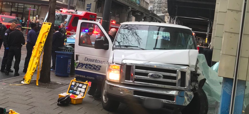 On Dec. 28, a shuttle van jumped a curb in downtown Seattle, sending six people to local hospitals.