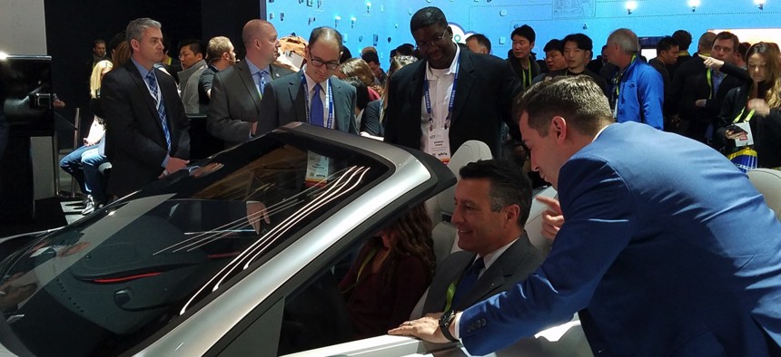 Nevada Governor Brian Sandoval explores new car tech at CES2018