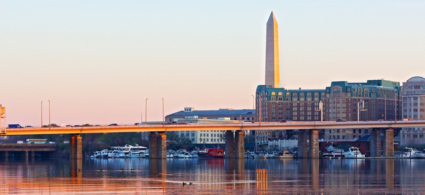 The Francis Case Memorial Bridge carries Interstate 395 over Washington Channel in the nation's capital.