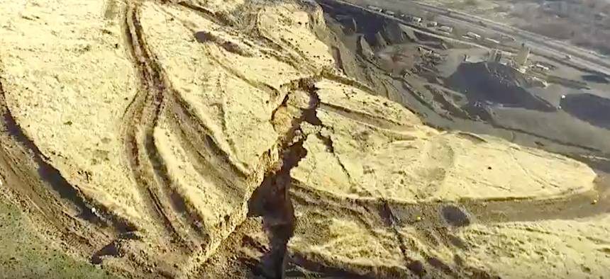 Drone footage shows the Rattlesnake Hills crack near Yakima, Washington.