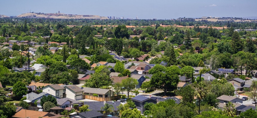 Solar panels dot houses in residential San José, California.