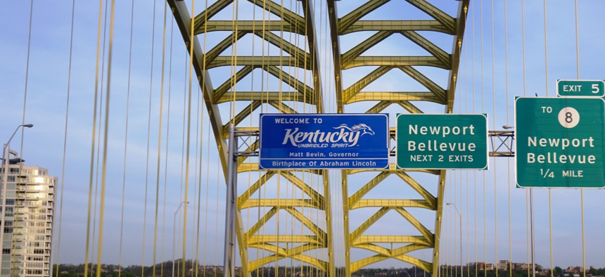 Crossing into Covington, Kentucky from Cincinnati, Ohio