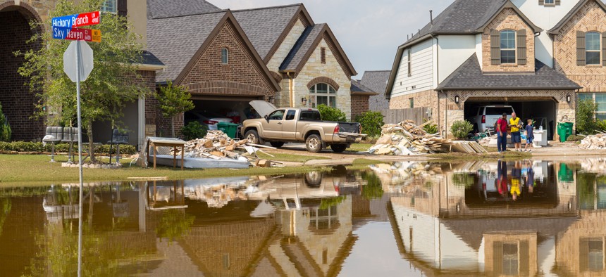 Cleanup begins in Houston suburb Riverstone after Hurricane Harvey and heavy floods.