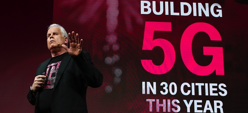 Chief Technology Officer Neville Ray details T-Mobile's plans to build a nationwide 5G network in the U.S. at Mobile World Congress on Feb. 27 in Barcelona, Spain.