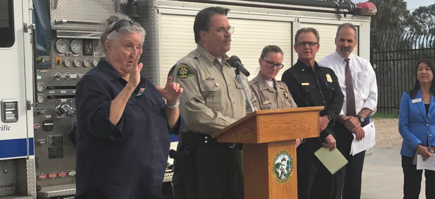 Santa Barbara County Sheriff Bill Brown speaks during a news conference on Monday.