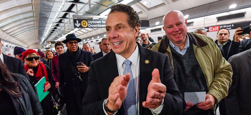 New York Gov. Andrew Cuomo at the opening of the Second Avenue Subway in New York City.