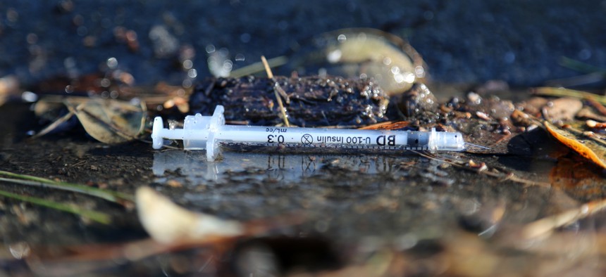 A needle in a San Francisco street. 