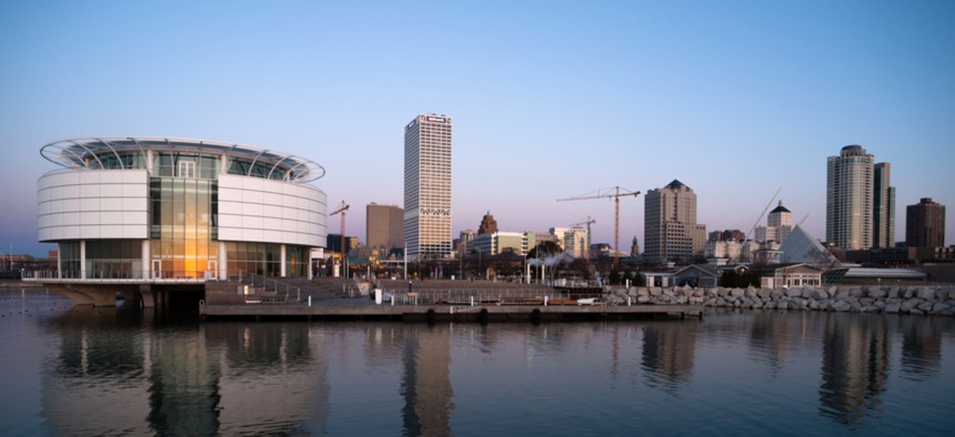 The downtown waterfront in Milwaukee, Wisconsin