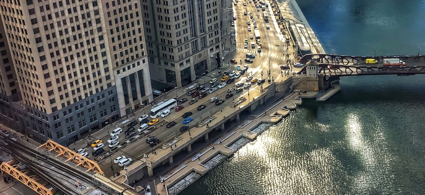 Wacker Drive and the Chicago River in Chicago