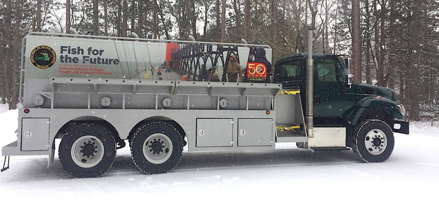 One of the trucks the Michigan Department of Natural Resources uses to transport fish.