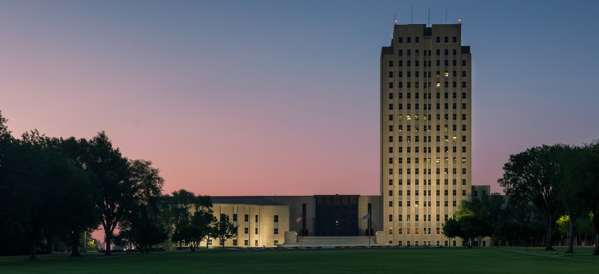 The North Dakota Capitol in Bismarck.