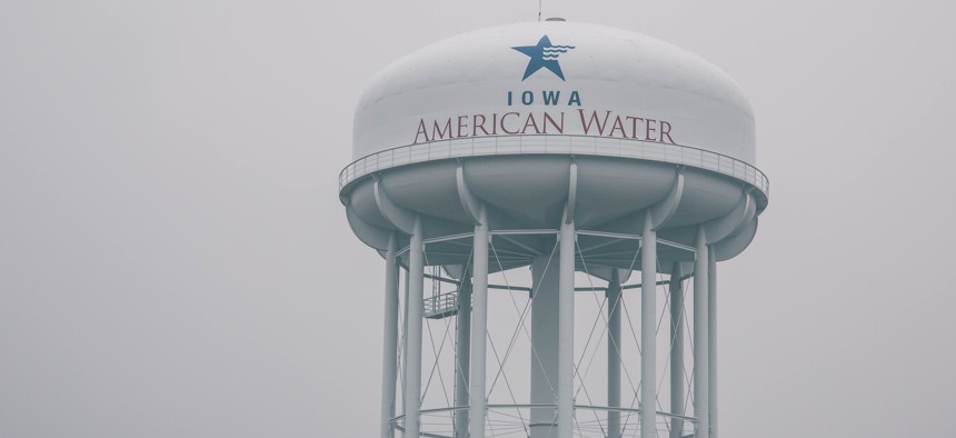 An Iowa American Water Company water tower.