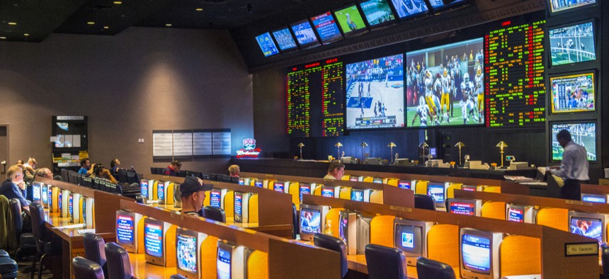 Sports betting at the New York-New York Casino in Las Vegas.