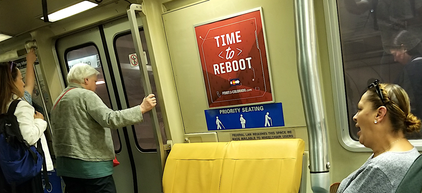 The Pivot to Colorado promotional campaign was deployed to the Bay Area Rapid Transit rail system.