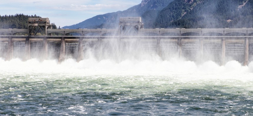 The Bonneville Dam on the Columbia River near Portland, Oregon 