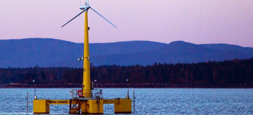University of Maine's prototype wind turbine generator off the coast of Castine, Maine.