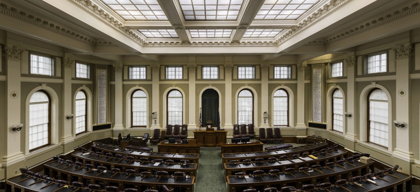 House of Representatives chamber in the Maine State House on July 29, 2015 in Augusta.