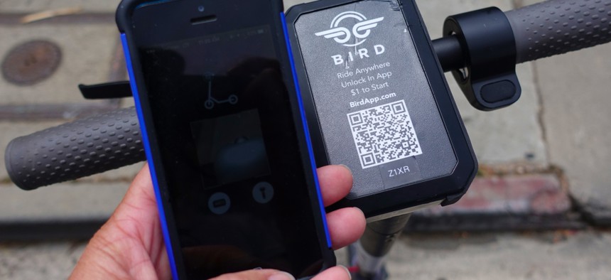 Bird scooters use an app to lock and unlock them.