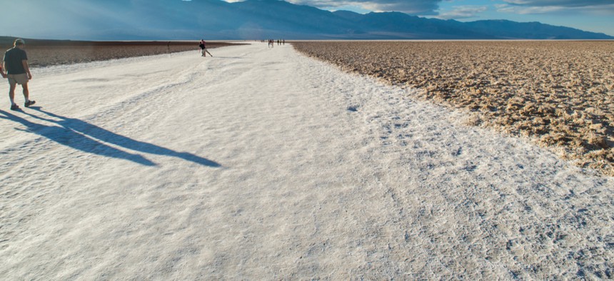 Salt flats of Badwater Basin in Death Valley in California.