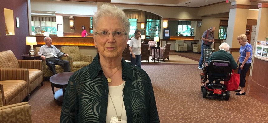 Kathleen Henry, 80, leads voter registration at Greenspring retirement community in Springfield, Virginia. New mobile polling programs aim to bring the vote to residents of long-term care facilities.