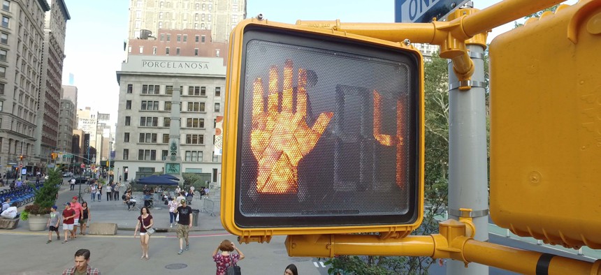 A crosswalk signal in New York City.
