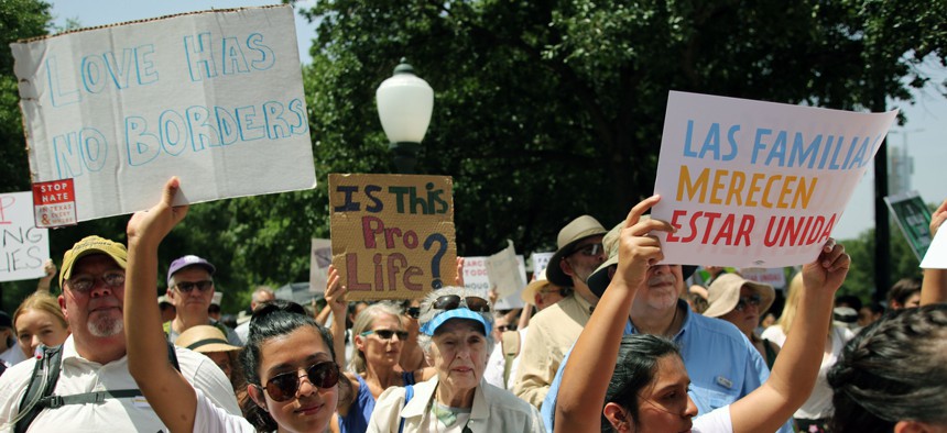 Protesters at a rally against federal family-separation policies in June at the Texas state capitol in Austin. 