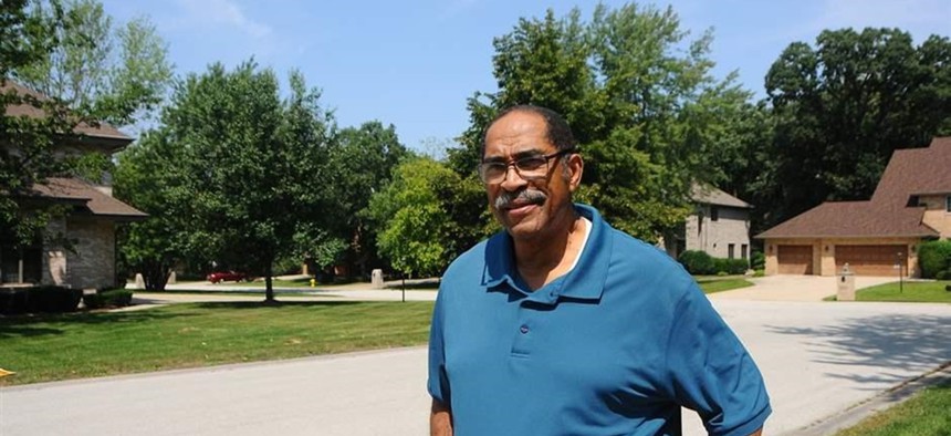 Sterling Burke, president of the board of trustees of Olympia Fields, Illinois, near his home. The village has the highest black homeownership rate in the country among majority-black cities.