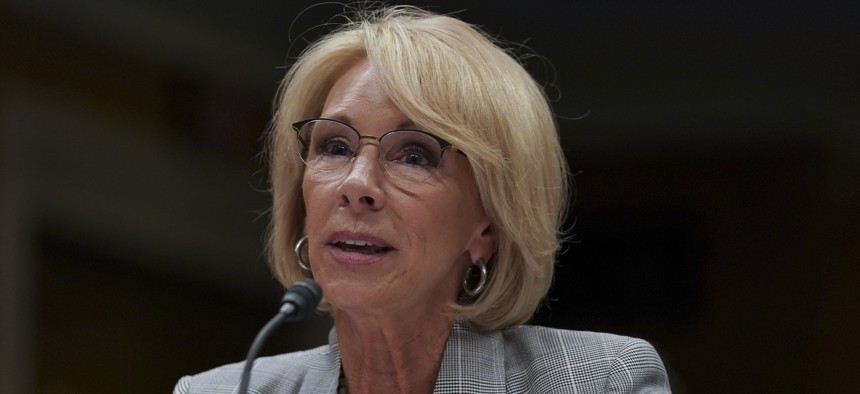 Education Secretary Betsy DeVos testifies during a Senate Subcommittee on Labor, Health and Human Services, Education, and Related Agencies Appropriations hearing to review the Fiscal Year 2019 funding request for the U.S. Department of Education. 