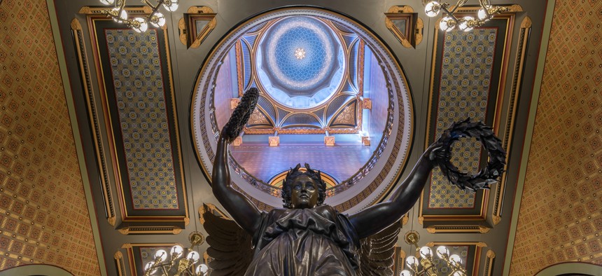 "The Genius of Connecticut" statue on the rotunda floor of the Connecticut State Capitol on July 22, 2015 in Hartford, Connecticut. 
