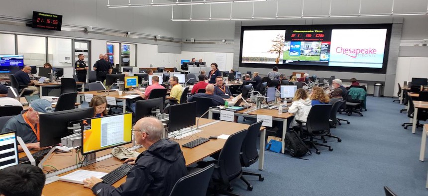 The emergency operations center in Chesapeake, Virginia.