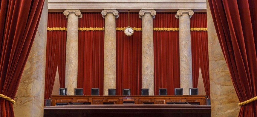 An interior view of the U.S. Supreme Court.