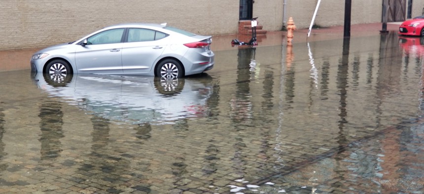 The eastern end of Thames Street in Baltimore's Fells Point neighborhood during a recent nuisance flood event.