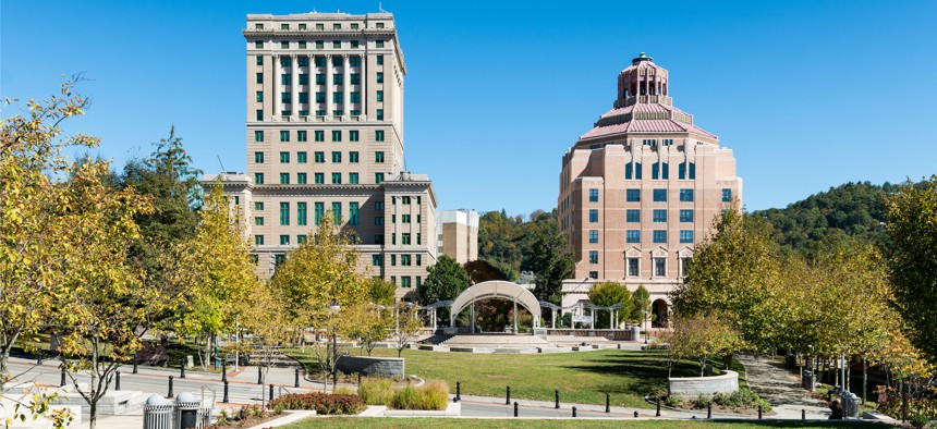 City Hall, at right, in Asheville, North Carolina