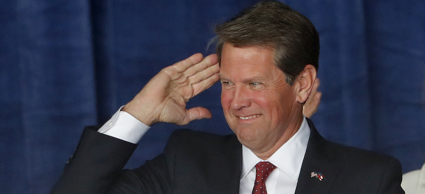 Georgia Secretary of State Brian Kemp at a campaign rally in Macon on Sunday.