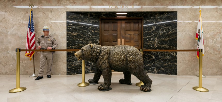 The entrance to the California governor's office in the State Capitol in Sacramento.