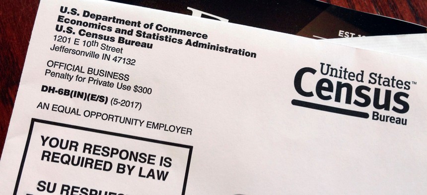  This March 23, 2018, file photo shows an envelope containing a 2018 census letter mailed to a U.S. resident as part of the nation's only test run of the 2020 Census. 