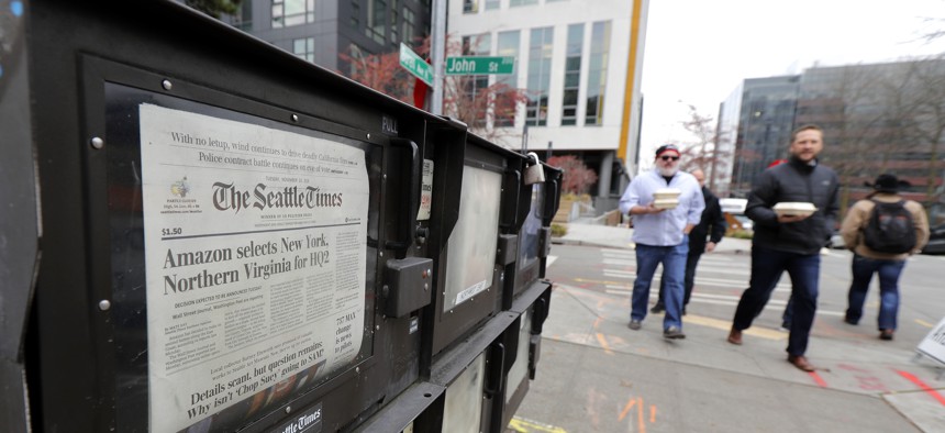 Newspapers for sale in Seattle. 