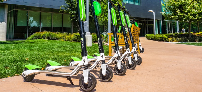 Lime scooters in Mountain View, California. 