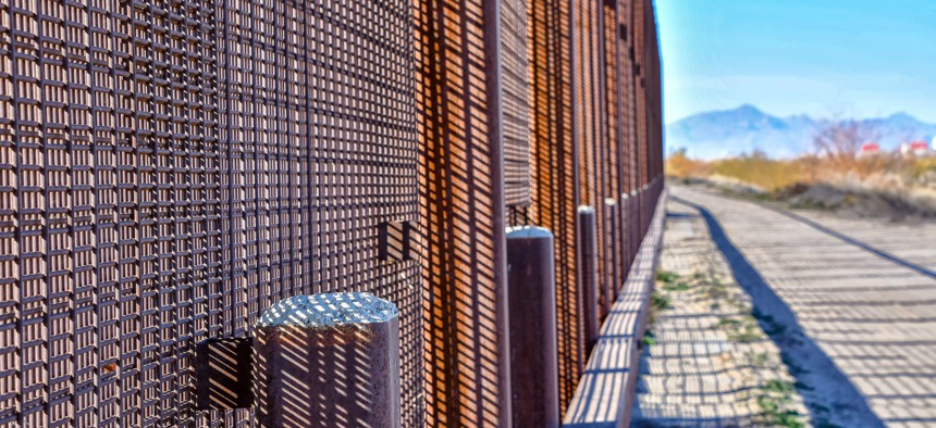 The Mexican/U.S. border wall near downtown El Paso