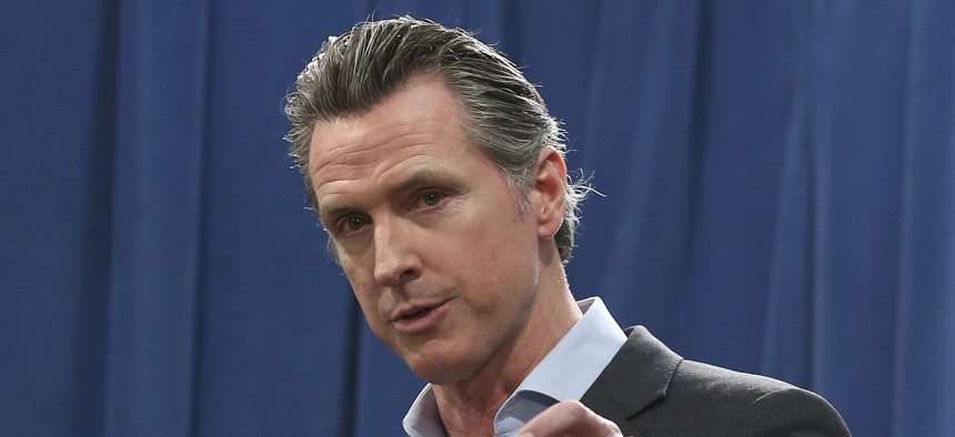  In this Feb. 11, 2019 file photo Calif. Gov. Gavin Newsom answers questions at a Capitol news conference, in Sacramento, Calif. 